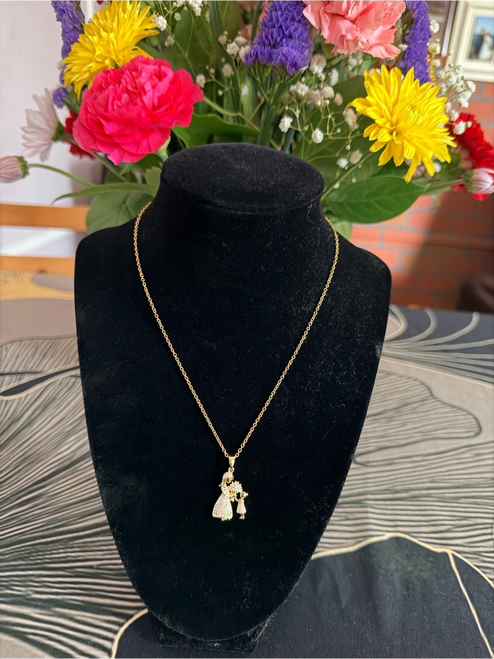 Gold-Tone Mother & Child Pendant Necklace - Women Jewelry